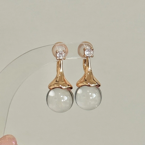 Parfümflasche Kupfer Ohrringe Bergkristall Zirkon Zirkonia Vergoldet Ohrstecker Für Damen Nischen Mode Schmuck