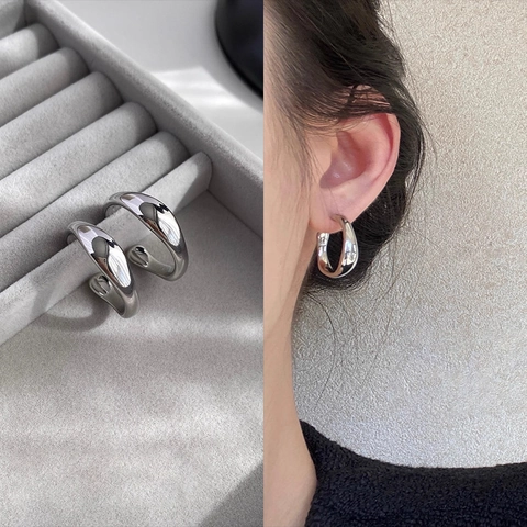 Minimalistische Geometrische Rechteck Ohrringe Kupfer Mit 925 Sterling Silber Ohrstecker Koreanische Mode Schmuck