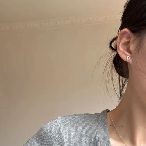 Heart Shaped Stud Earrings Copper With 925 Sterling Silver Earring Post Liquid Metal Fluid Minimalist Delicate For Women