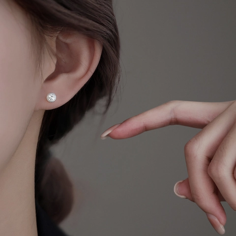Mattierte Runde Kugelstecker Mit Kupferohrstecker Laser Sternenmuster Koreanische Mode Minimalistischer Schmuck Für Damen