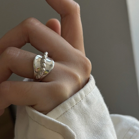Verstellbarer Kupferring Gedrehtes Seil Geometrisch Ausgehöhlt Breite Oberfläche Band Für Damen Koreanischer Minimalistischer Schmuck