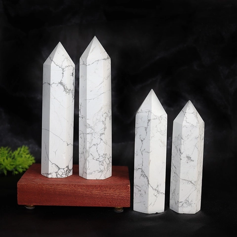 Pilastro Di Cristallo Esagonale Naturale In Howlite Pietra Guaritrice Bacchetta Decorazione Casa Ornamento Meditazione