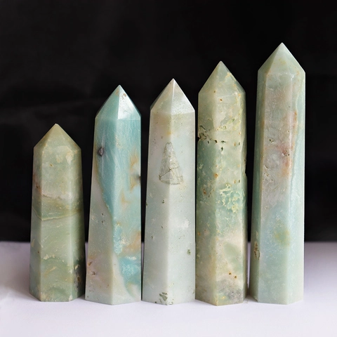 Pilastro In Cristallo Di Amazonite Naturale Torre Esagonale Pietra Decorazione Scrivania Casa Ornamento Reiki