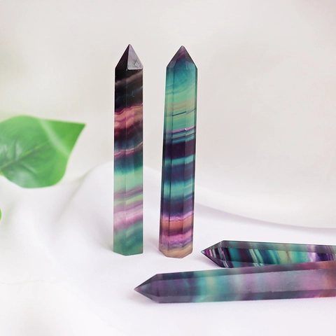 Punta Di Cristallo Di Fluorite Naturale Torre Esagonale Pietra Minerale Bacchetta Guaritrice Decorazione Scrivania