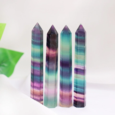 Punta Di Cristallo Di Fluorite Naturale Torre Esagonale Pietra Minerale Bacchetta Guaritrice Decorazione Scrivania