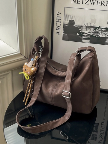 Sac Fourre Tout Vintage pour Femmes Grande Capacité en Cuir PU Mat Sac Hobo Rétro Sac à Épaule pour Trajet Quotidien