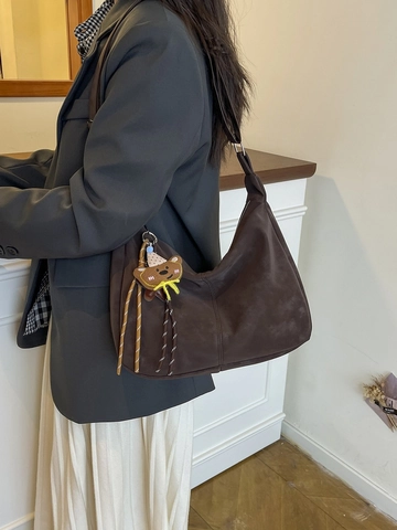 Sac Fourre Tout Vintage pour Femmes Grande Capacité en Cuir PU Mat Sac Hobo Rétro Sac à Épaule pour Trajet Quotidien