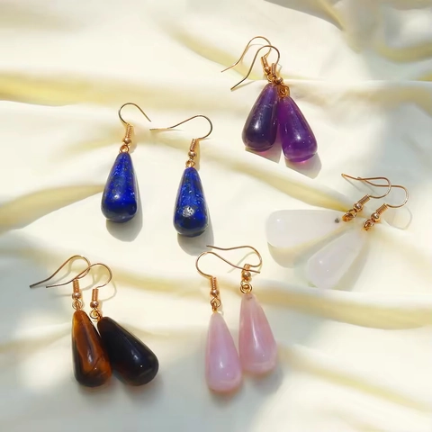 Orecchini a Goccia in Cristallo Naturale Con Perno in Argento Sterling 925 Gioielli Minimalisti con Pietre per Donna