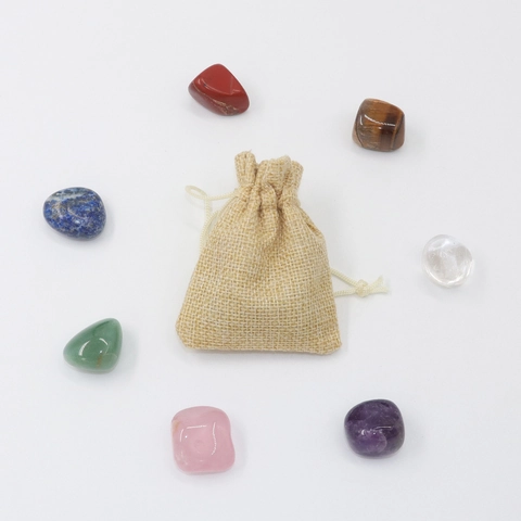 Polierte Natürliche Kristall Trommelsteine Heil Edelsteine Meditation Yoga Chakra Steine Mit Leinenbeutel