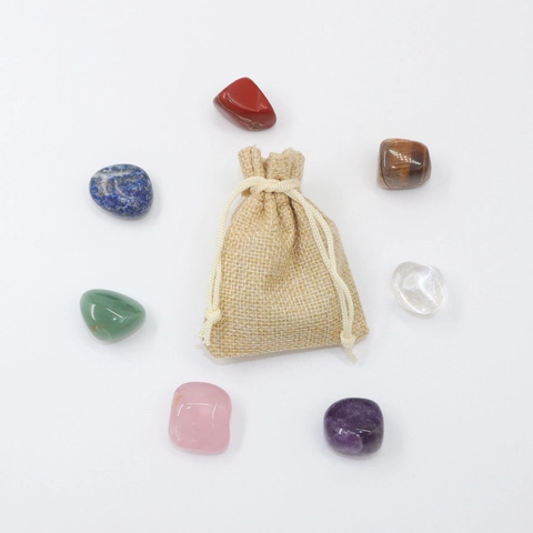 Polierte Natürliche Kristall Trommelsteine Heil Edelsteine Meditation Yoga Chakra Steine Mit Leinenbeutel