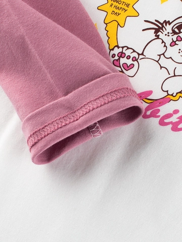 Girls Long Sleeve T-Shirt 100% Cotton Raglan Sleeve Cartoon Rabbit Print Casual Autumn Pullover Soft Breathable Top