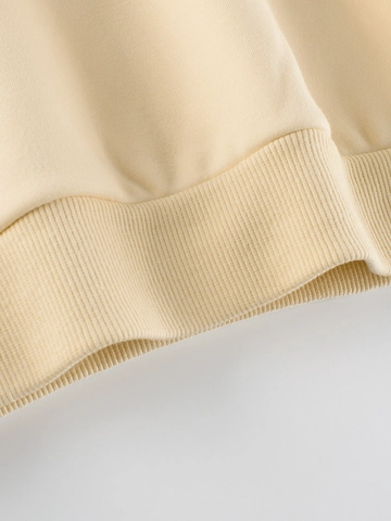 Felpa da Bambina Casual Con Stampa Orso Cartone Animato Foderata in Pile Albicocca Misto Cotone Pullover a Manica Lunga