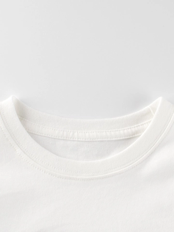Maglietta A Maniche Lunghe Puro Cotone Girocollo Grafica Codice A Barre Sfumato Top Casual Per Bambini