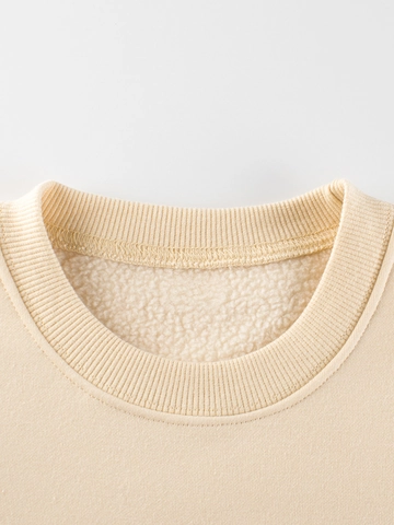 Felpa In Pile Per Bambine Misto Cotone Maniche Lunghe Girocollo Pullover Stampa Orso Cartone Animato Casual Top Autunno Inverno