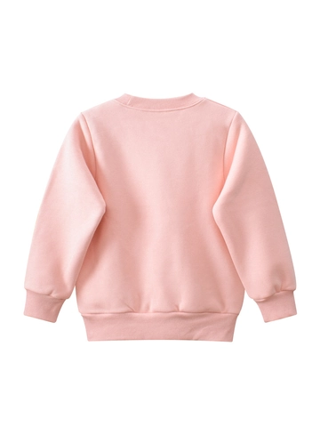 Sweatshirt Fille Doublé Polaire Mélange Coton Imprimé Ours Dessin Animé Manches Longues Pull Col Rond Hiver