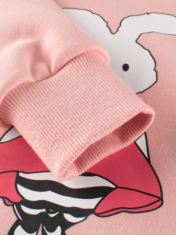 Sweatshirt Filles Mélange Coton Doublé Polaire Imprimé Lapin Dessin Animé Col Rond Pull Manches Longues Chaud Doux Vêtements Bébé