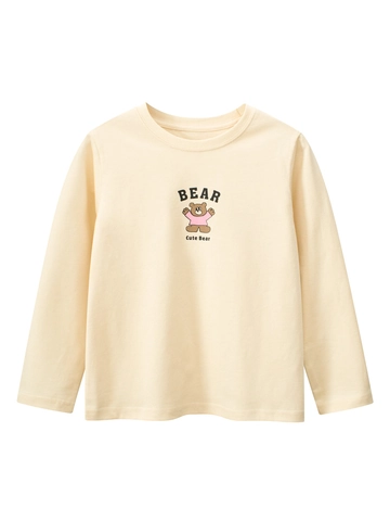 Maglietta da Bambina a Maniche Lunghe in Cotone Con Stampa Orso Cartone Animato Girocollo Casual Morbido Pullover Top per Bambini