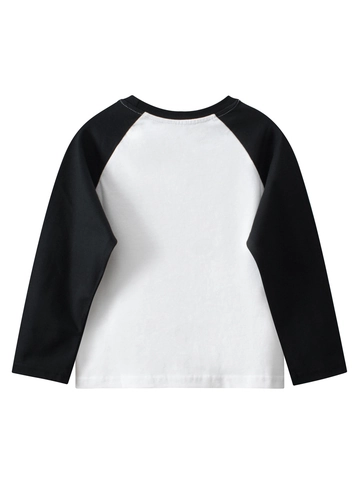 Kids Long Sleeve Raglan T-Shirt Cotton Cartoon Dalmatian Letter Print Contrast Color Crew Neck Casual Tops Girls Boys