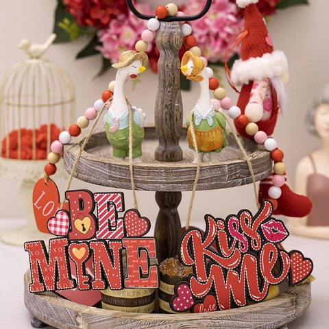 Valentine's Day Wooden Hanging Heart Ornaments Romantic Red Truck Kiss Me Be Mine Signs For Home Party Decoration