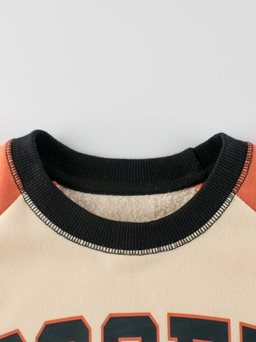 Sudadera Con Capucha Raglán De Felpa Para Niñas Mezcla De Algodón Y Poliéster Bloque De Color Estampado De Oso Casual