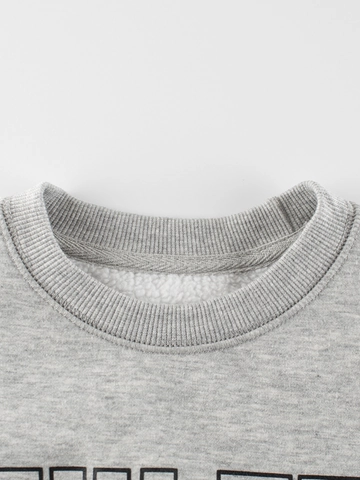 Felpa Bambini Girocollo Foderata In Pile Calda Maniche Lunghe Stampa Orso Baseball Misto Cotone Pullover Casual