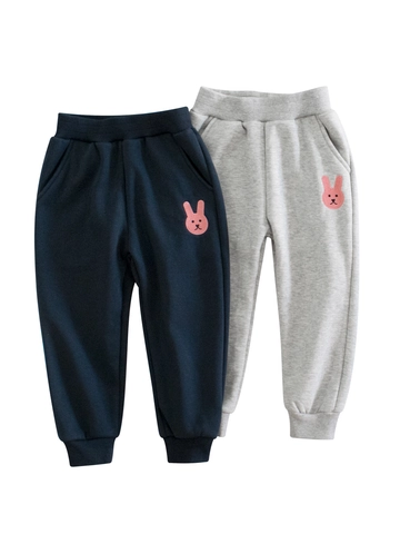 Κοριτσίστικο Παντελόνι Φόρμας με Επένδυση Fleece Χειμερινό Παιδικό Αθλητικό Joggers Κέντημα Κουνέλι Ζεστό Παντελόνι από Μείγμα Βαμβακιού για Παιδική Καθημερινή Εμφάνιση