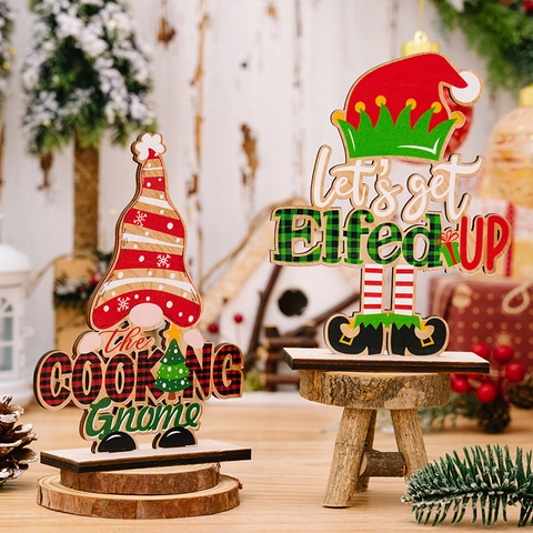 Ornamento da Tavolo con Lettera di Gnomo in Legno di Natale Decorazione in Piedi Elfo Gnomo per Casa Cucina Festa Regalo