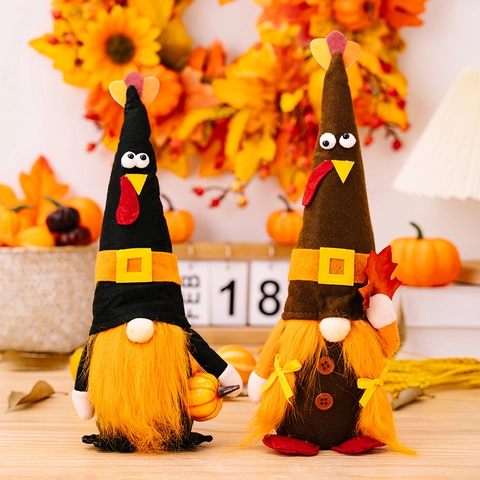 Gnomes de Dinde de l'Action de Grâce Poupées Sans Visage en Peluche Avec Citrouille Feuille d'Érable Ornement de Gnome Pour Table