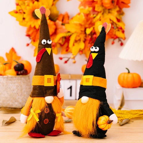Gnomes de Dinde de l'Action de Grâce Poupées Sans Visage en Peluche Avec Citrouille Feuille d'Érable Ornement de Gnome Pour Table