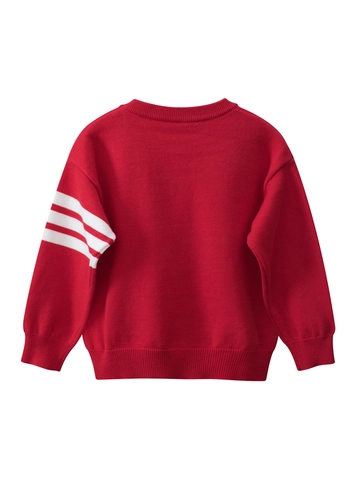 Girls Kids Cute Cartoon Bear Knitted Sweater Pullover Long Sleeve Cotton Winter Warm Top With Stripes Style Casual Apparel