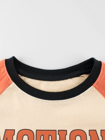 T-shirt A Maniche Lunghe Per Bambini In Cotone Maniche Raglan Stampa Orso Cartone Animato Stile Retrò Americano Top Per Ragazzi Ragazze