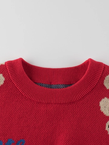 Kids Girls Knitted Sweater 100% Cotton Long Sleeve Pullover Cartoon Bear Pattern Warm Winter Top For Baby Children
