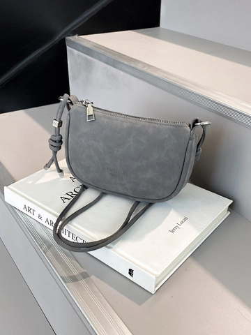 Damen Retro PU Leder Kleine Quadratische Umhängetasche Minimalistische Halbmond Schultertasche Mit Knotenband Lässige Einfarbige Handtasche