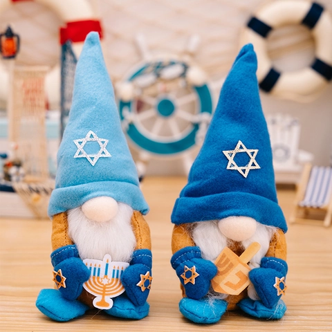 Set Decorazioni Gnomo Hanukkah Stella Di David Menorah Dreidel Tomte Ornamenti Per Festival Ebraico Casa Tavolo Festa
