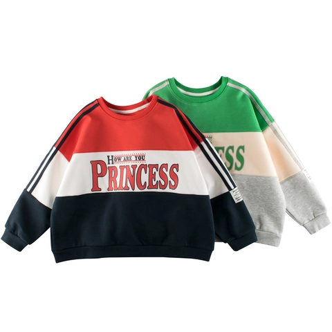 Kids Color Block Sweatshirt Fleece Gevoerd Katoenmix Ronde Hals Lange Mouwen Casual Pullover