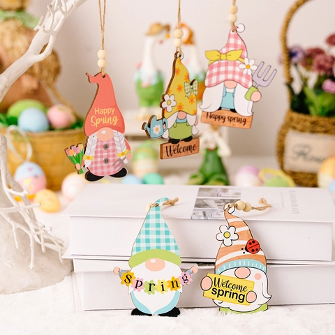 Ornamenti Appesi Di Gnomi Pasquali In Legno Tema Primaverile Decorazione In Legno Dipinto Colorato Per Casa Festa Albero Parete