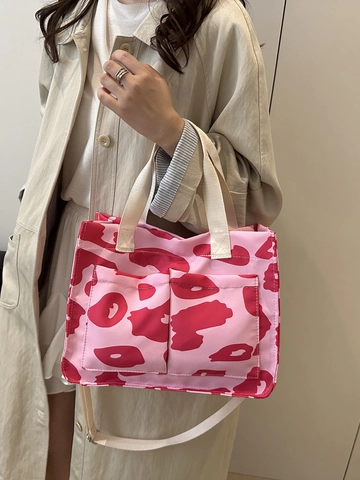 Borsa Tote In Tela Leopardata Donna Elegante Borsa A Spalla Con Motivo Animale Due Tasche Frontali Tracolla Regolabile Casual