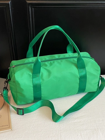 Nylon Cylindrical Shoulder Bag Solid Color Lightweight Large Capacity Duffel For Women Daily Sports Travel