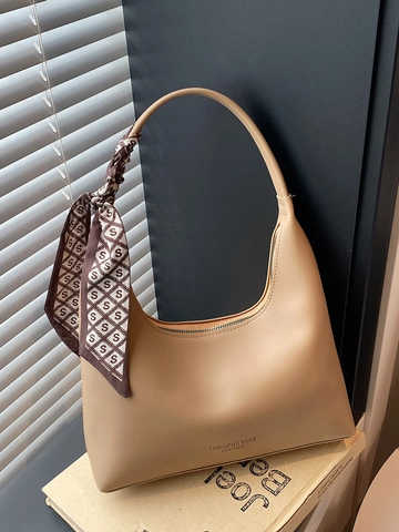 Γυναικεία Vintage Τσάντα Ώμου Hobo από Δέρμα PU Με Τυπωμένο Σατέν Φουλάρι Μονόχρωμη Urban Simple Commuter Μασχάλης Καφέ