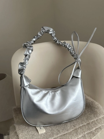 Bolso de Hombro para Mujer con Correa Plisada de Cuero PU Bolso Hobo de Medialuna Color Sólido Bolso de Mano de Moda para Fiesta