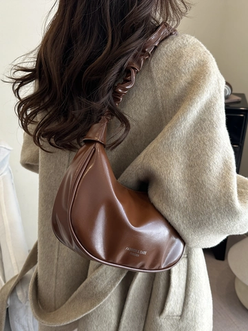 Bolso de Hombro para Mujer con Correa Plisada de Cuero PU Bolso Hobo de Medialuna Color Sólido Bolso de Mano de Moda para Fiesta