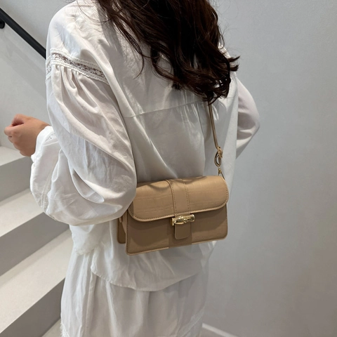 Borsa A Tracolla Vintage In Pelle PU Con Motivo Coccodrillo Per Donna Piccola Borsa A Spalla Quadrata Con Fibbia In Bambù