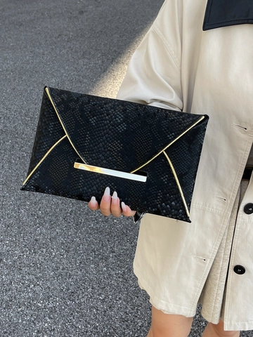 Pochette a Busta in Pelle PU con Motivo a Serpente da Donna con Finiture in Metallo Dorato Borsa a Tracolla da Sera per Matrimonio Festa