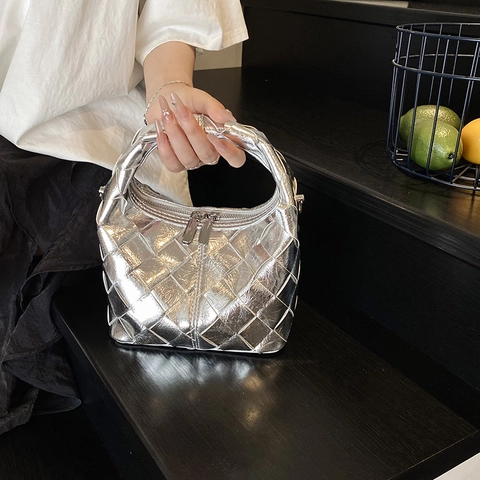 Metalen Gevlochten Handtas Dames Hobo Tas PU Leer Schouder Crossbody Tas Voor Woon-werkverkeer Feest Dames Mode Tas