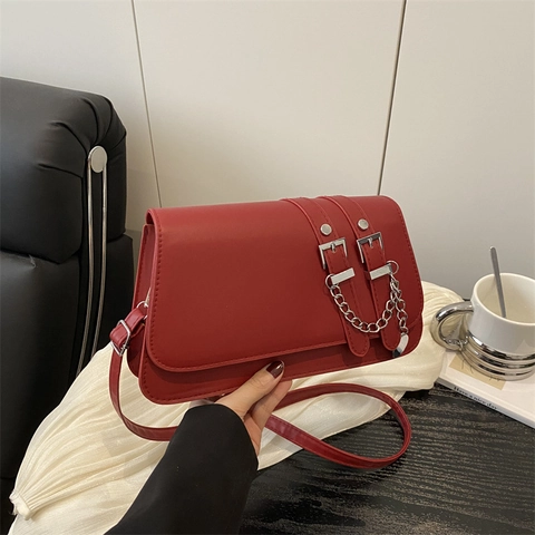 Moda Mujer Bolso de Hombro Cuadrado Pequeño Piel PU Vintage Color Sólido Cadena Cierre Bolso Bandolera Uso Diario