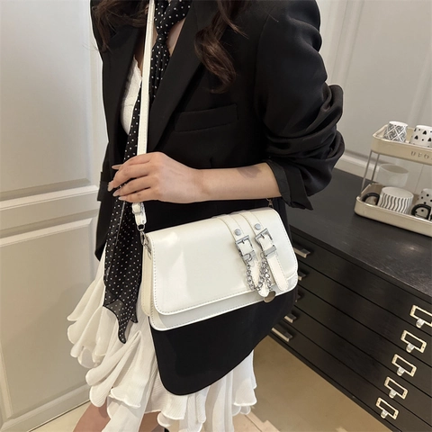 Moda Mujer Bolso de Hombro Cuadrado Pequeño Piel PU Vintage Color Sólido Cadena Cierre Bolso Bandolera Uso Diario