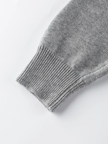 Pull en Maille pour Filles Col Rond Pur Coton Style Coréen Motif Chat Dessin Animé Manches Longues Pull Gris Haut en Maille Chaud et Doux pour Enfants
