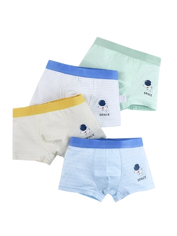 Boys Boxer Briefs Mesh Ice Satin Breathable Cooling Underwear Cartoon Astronaut Kids Teens Comfortable Antibacterial