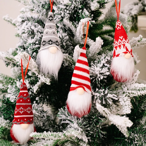 Adornos de Gnomo de Navidad de Punto Colgante de Peluche Tomte Sueco Nórdico para Decoración de Árbol de Navidad Regalo Rudolph