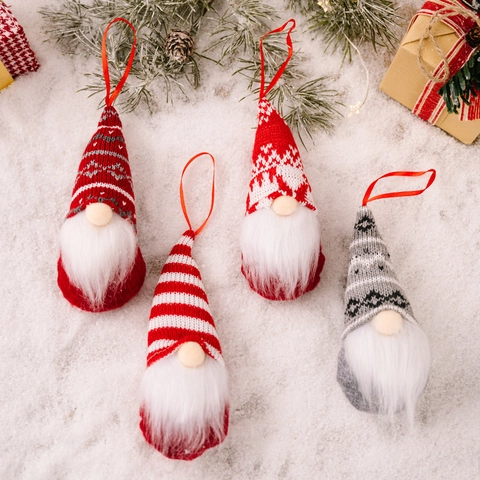 Adornos de Gnomo de Navidad de Punto Colgante de Peluche Tomte Sueco Nórdico para Decoración de Árbol de Navidad Regalo Rudolph